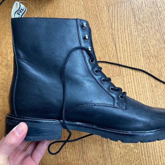 Womens Ralph Lauren Ensley Leather Combat Boots Excellent 11 Black Dr. Martens - Picture 1 of 15